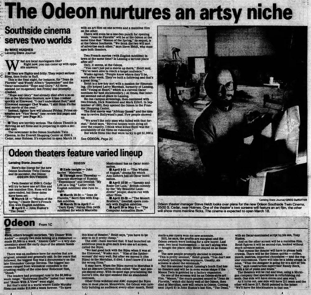 Southside Twin Cinema - March 1988 Article On Theater